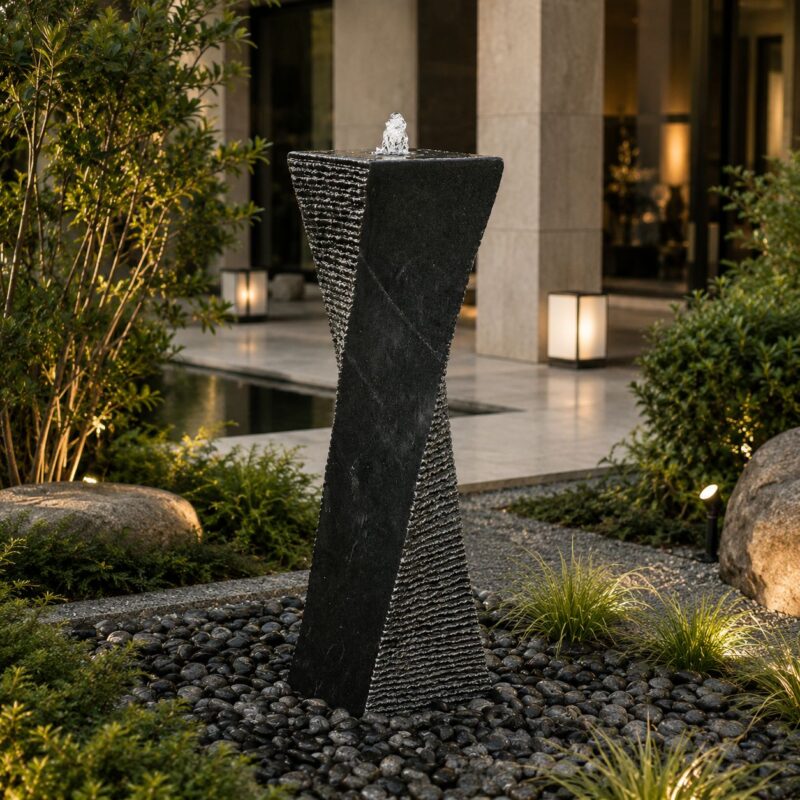 Obsidian Twist Monolith Fountain