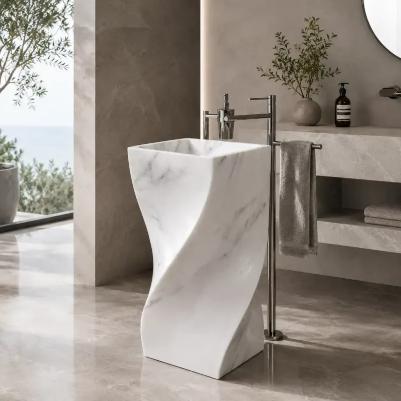 Twist Marble Pedestal Basin