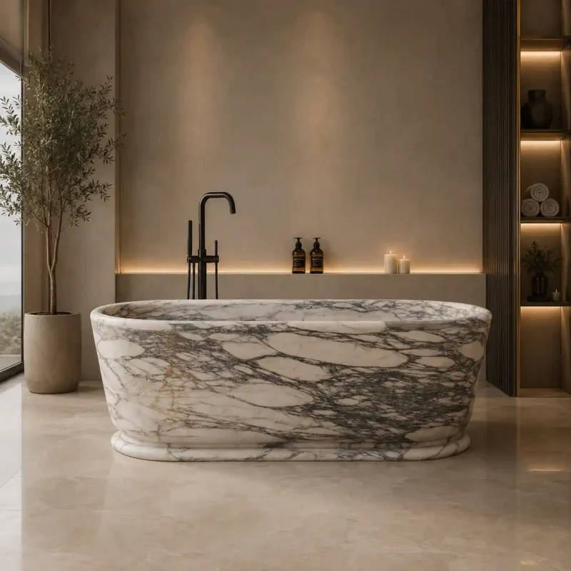 Arabescato Marble Freestanding Bathtub