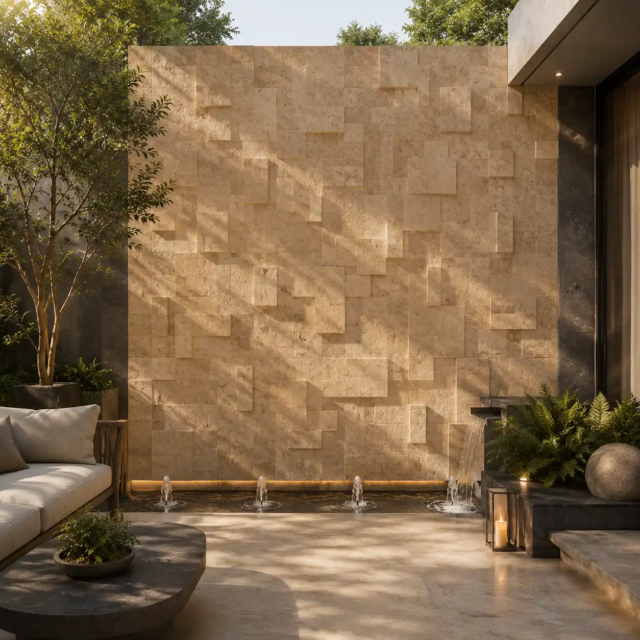 Travertine Mosaic Relief