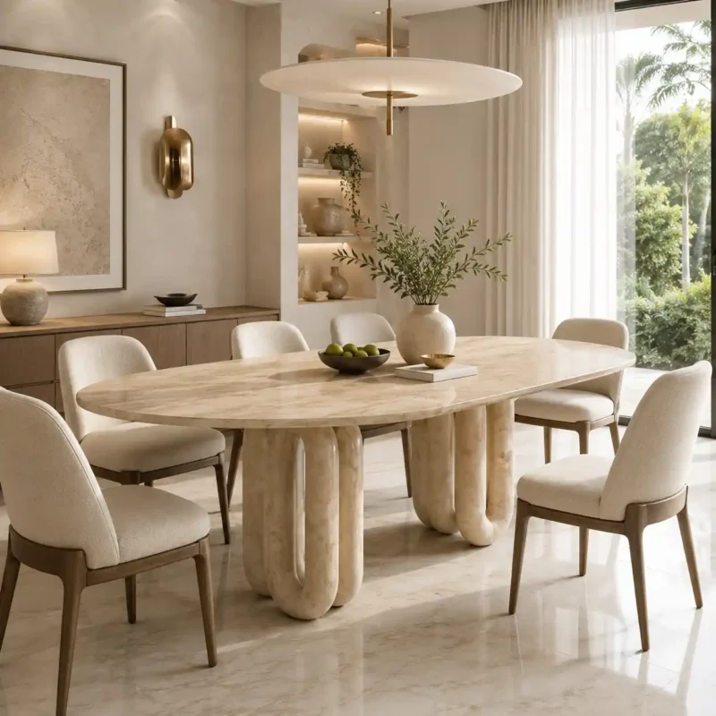Travertine Arc Dining Table