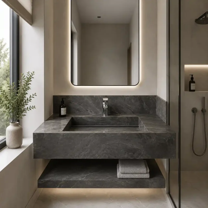 Graphite Stone Floating Vanity