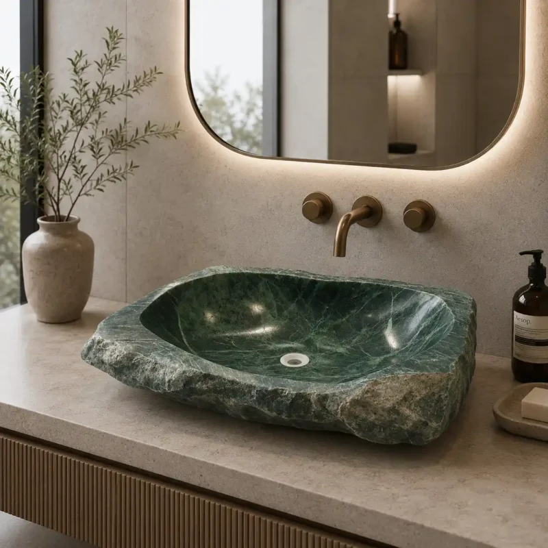 Emerald Boulder Marble Vessel Basin