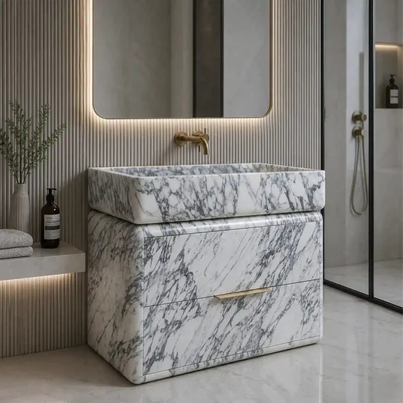 Arabescato Marble Vanity Cabinet