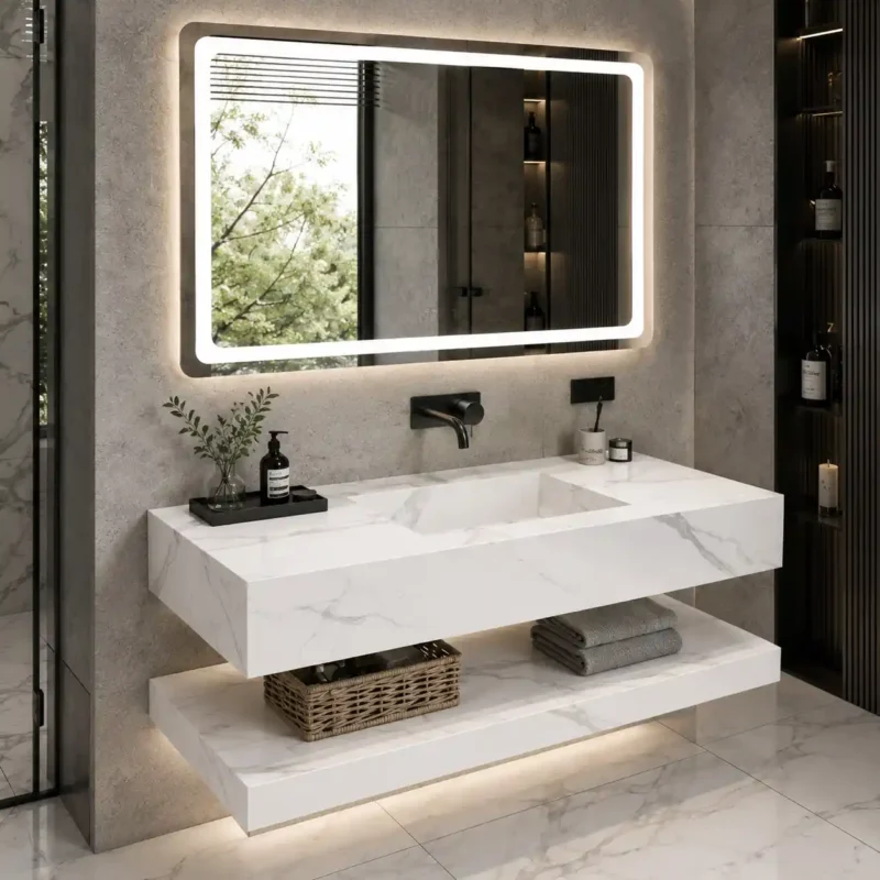 Calacatta Floating Monolith Vanity
