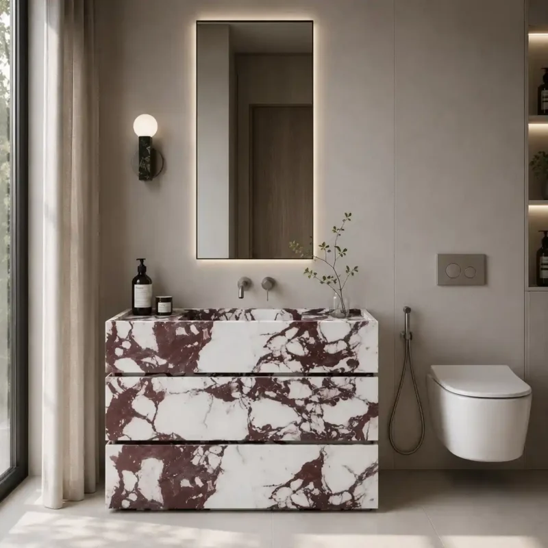Rosso Levanto Marble Monolith Vanity