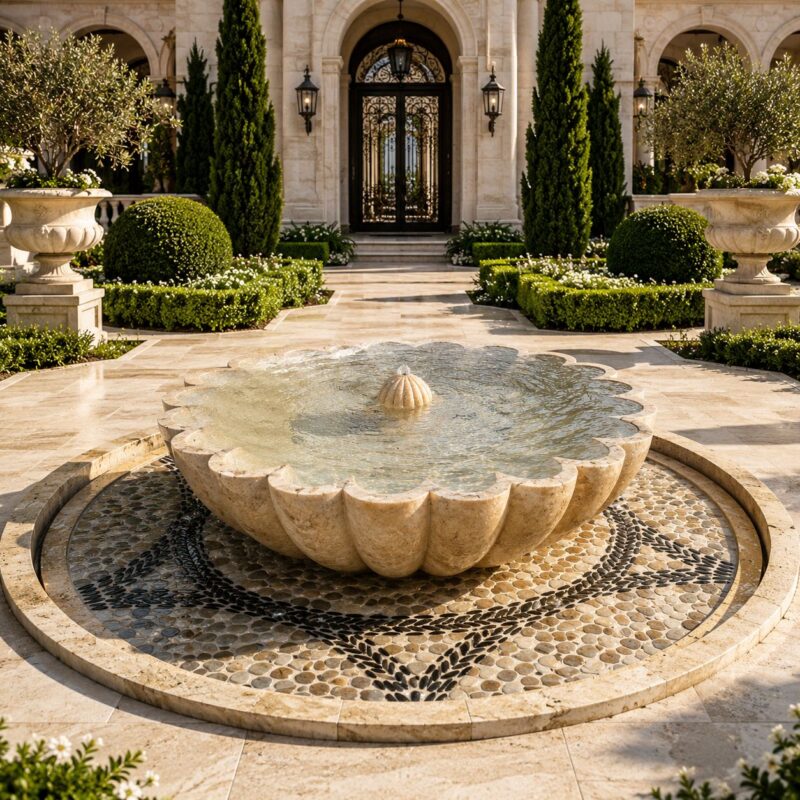 Lotus Reflection Marble Fountain