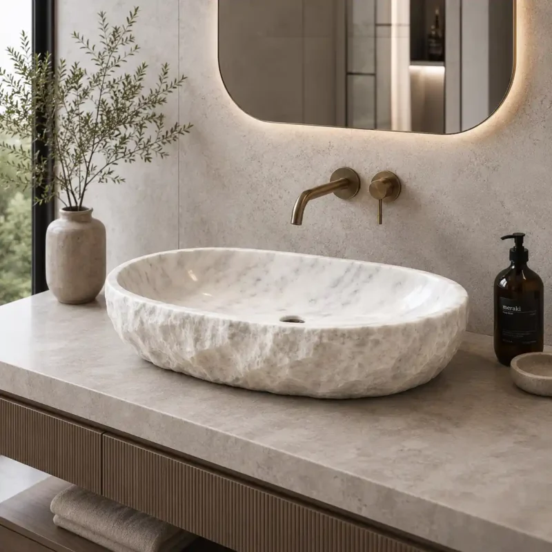 Organic Edge Marble Countertop Basin