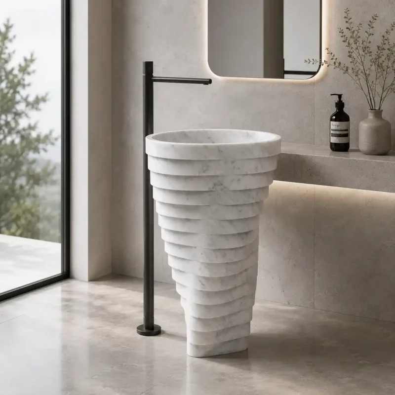 Helix Marble Pedestal Basin