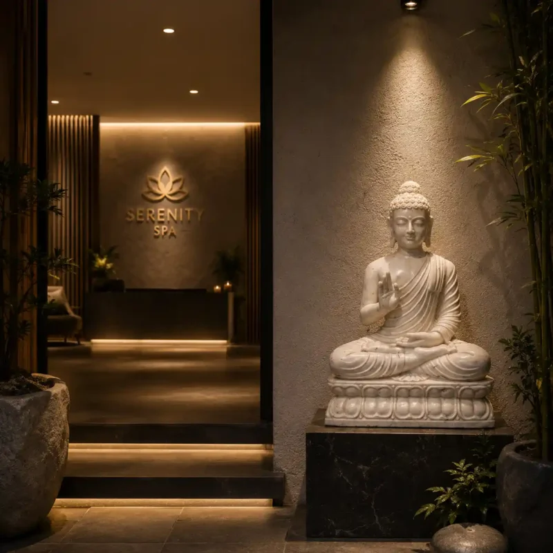 White Marble Meditating Buddha Sculpture