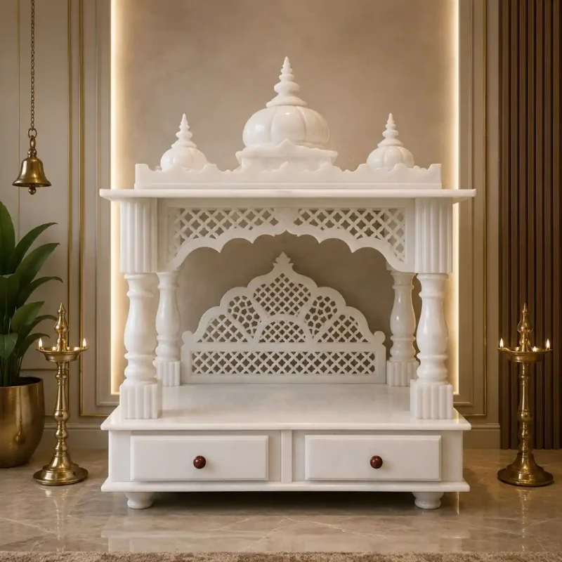 Classic Jaali Vietnam White Marble Mandir