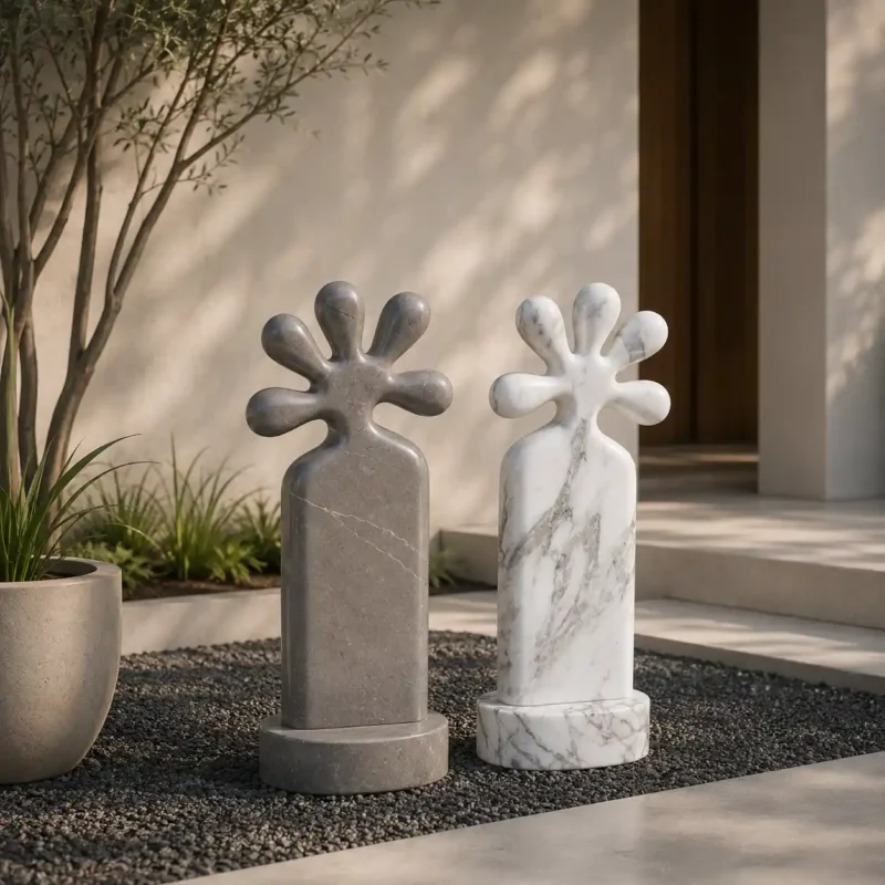 Solar Bloom Marble Sculpture Set
