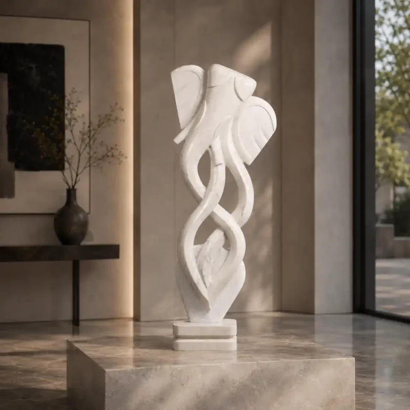 Divine Flow Ganesha Marble Sculpture