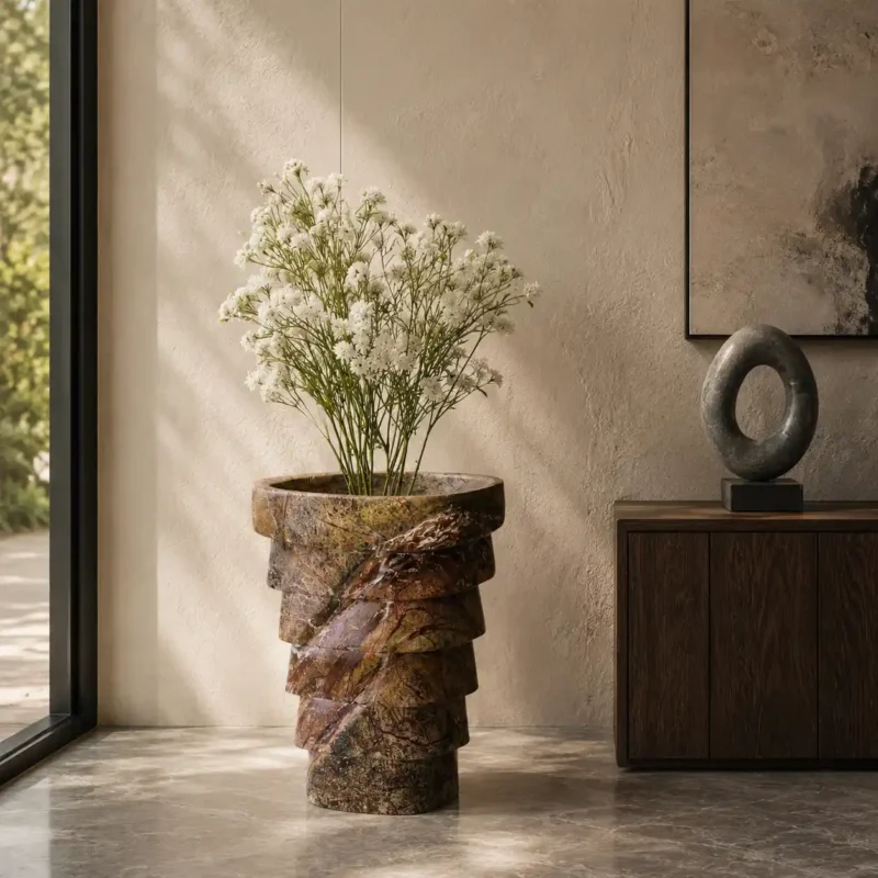Rainforest Marble Sculptural Planter