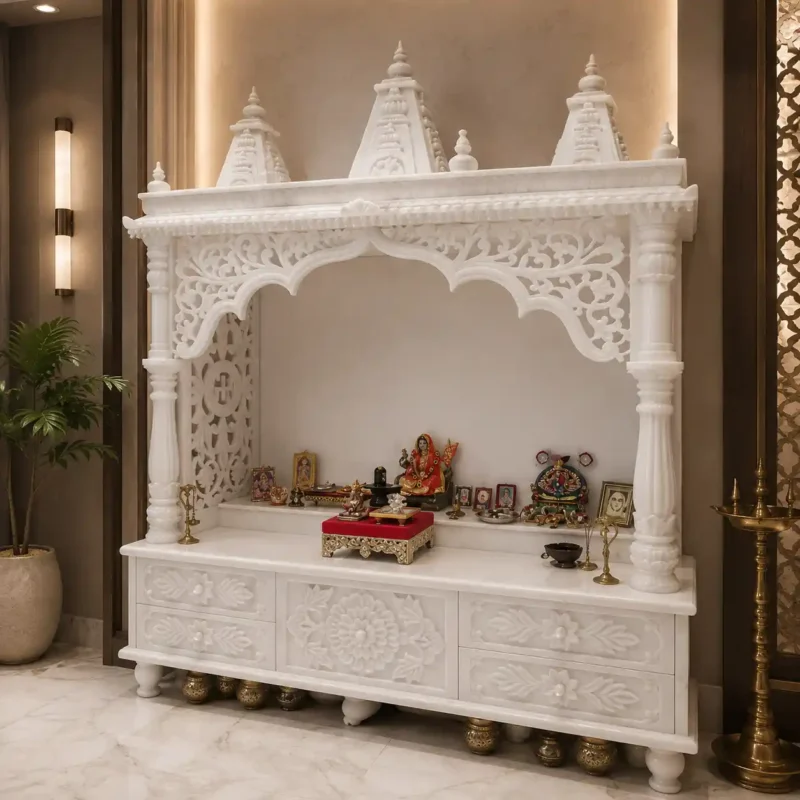 Royal Jaali Vietnam White Marble Home Temple