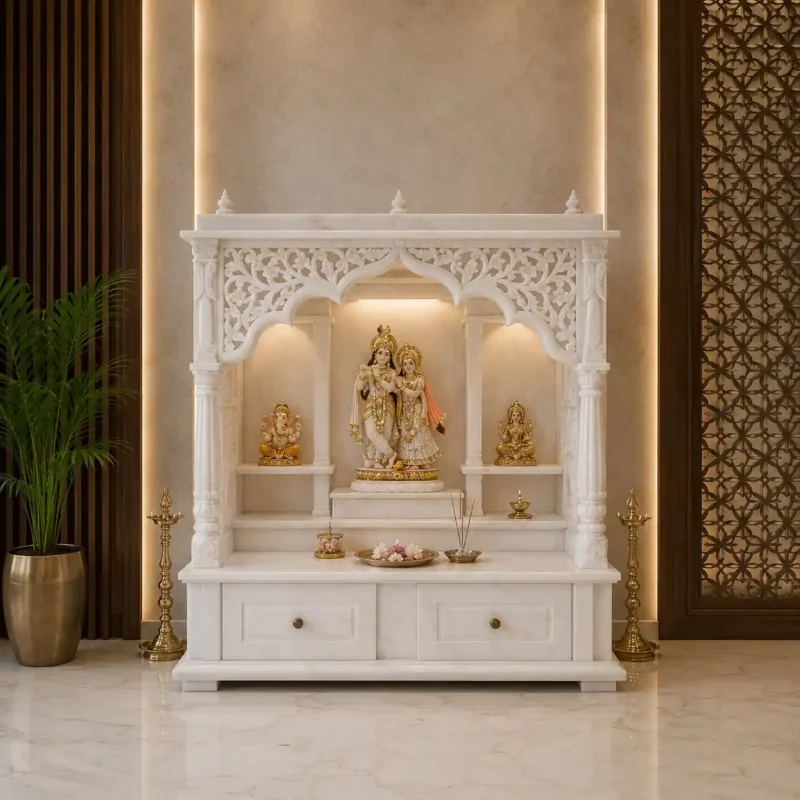 Radha Krishna Vietnam White Marble Mandir