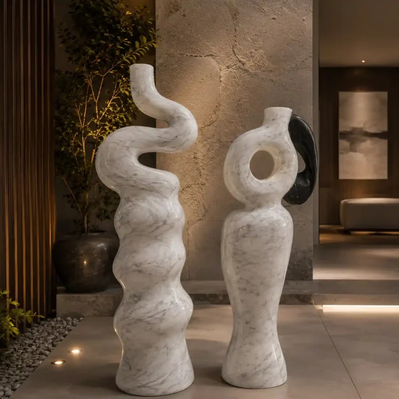Eclipse Duo Marble Sculptural Vases