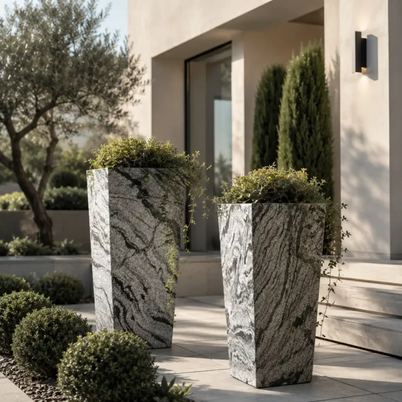 Monolith Marble Planter Set