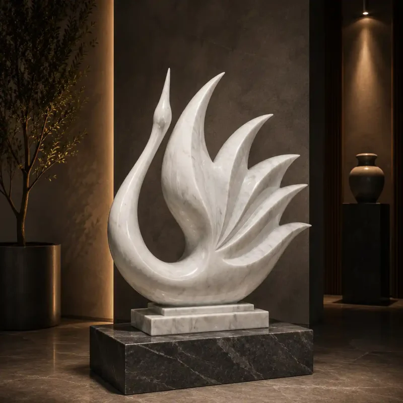 Celestial Swan Marble Sculpture