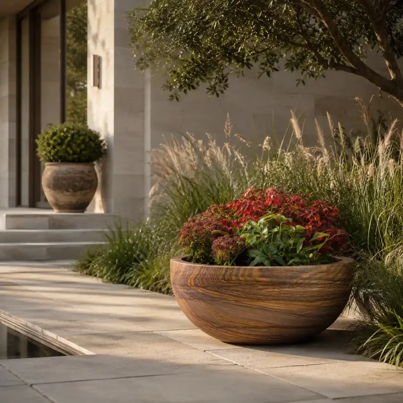 Rustic Stone Bowl Planter