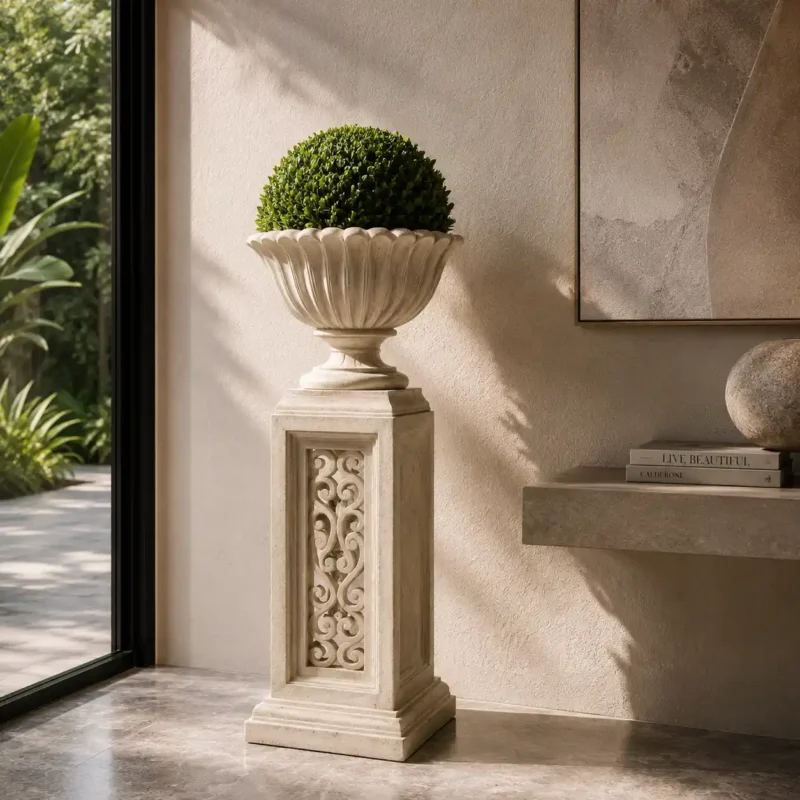 Heritage Pedestal Marble Planter