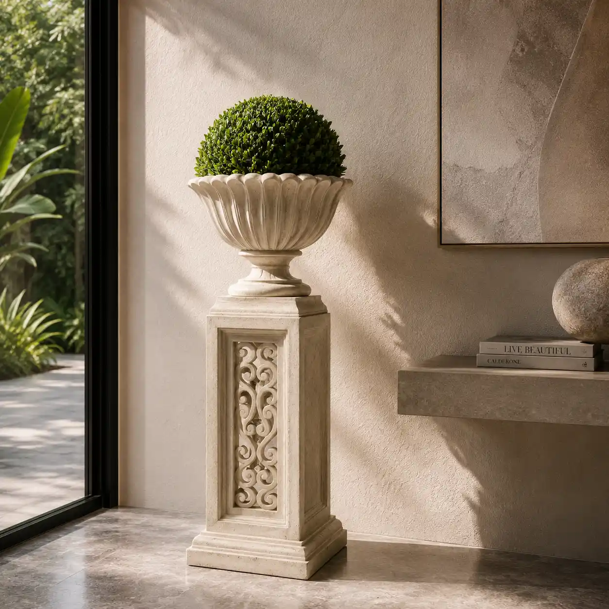 Heritage Pedestal Marble Planter
