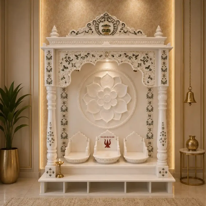 Lotus Elegance Vietnam White Marble Mandir