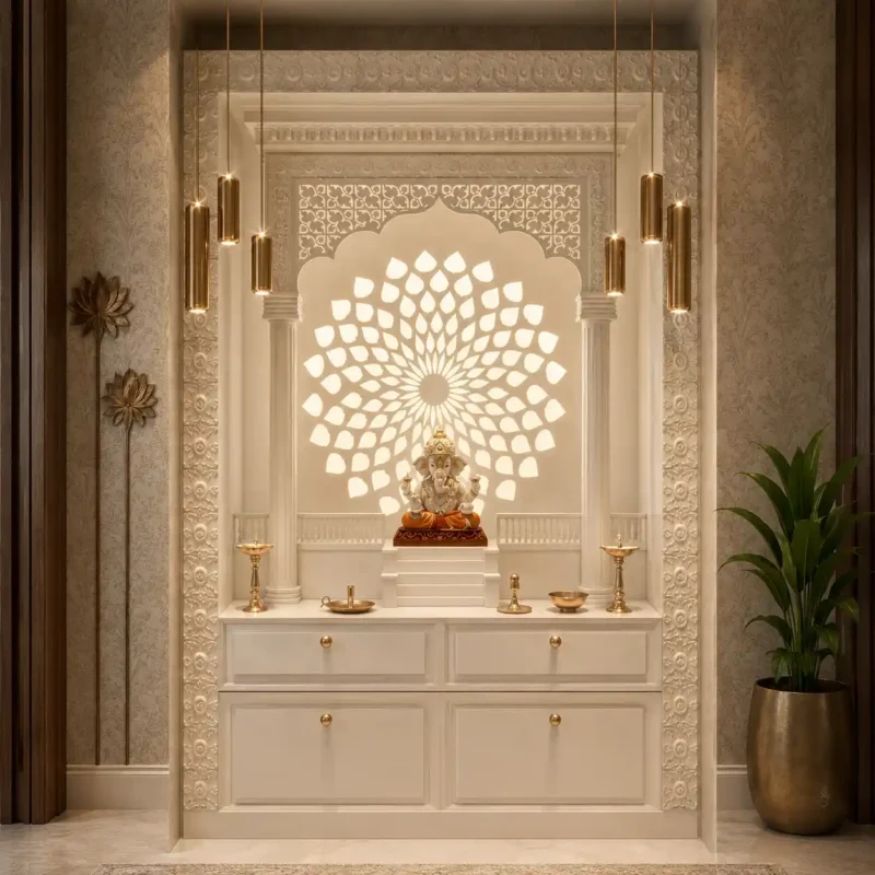 Lotus Aura Vietnam White Marble Mandir