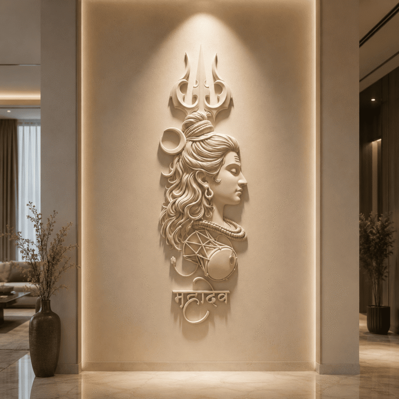 Mahadev Marble Relief Wall Panel