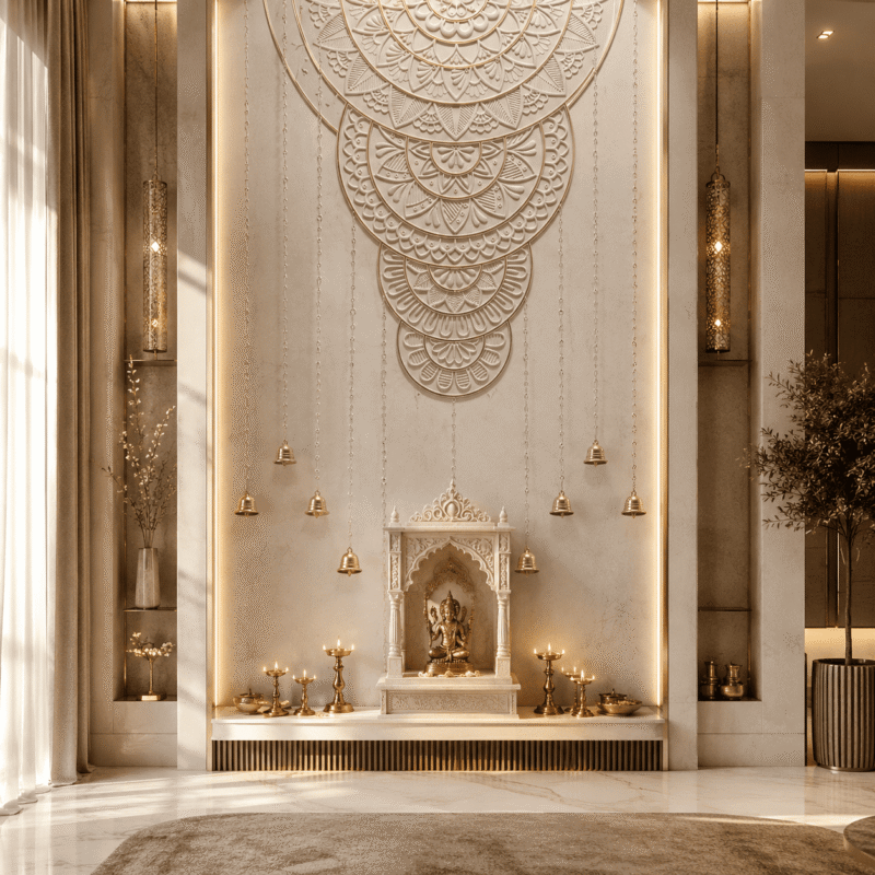 Sacred Mandala Marble Temple Feature Wall