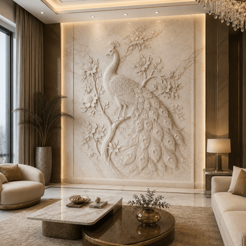 Royal Peacock Marble Wall Panel