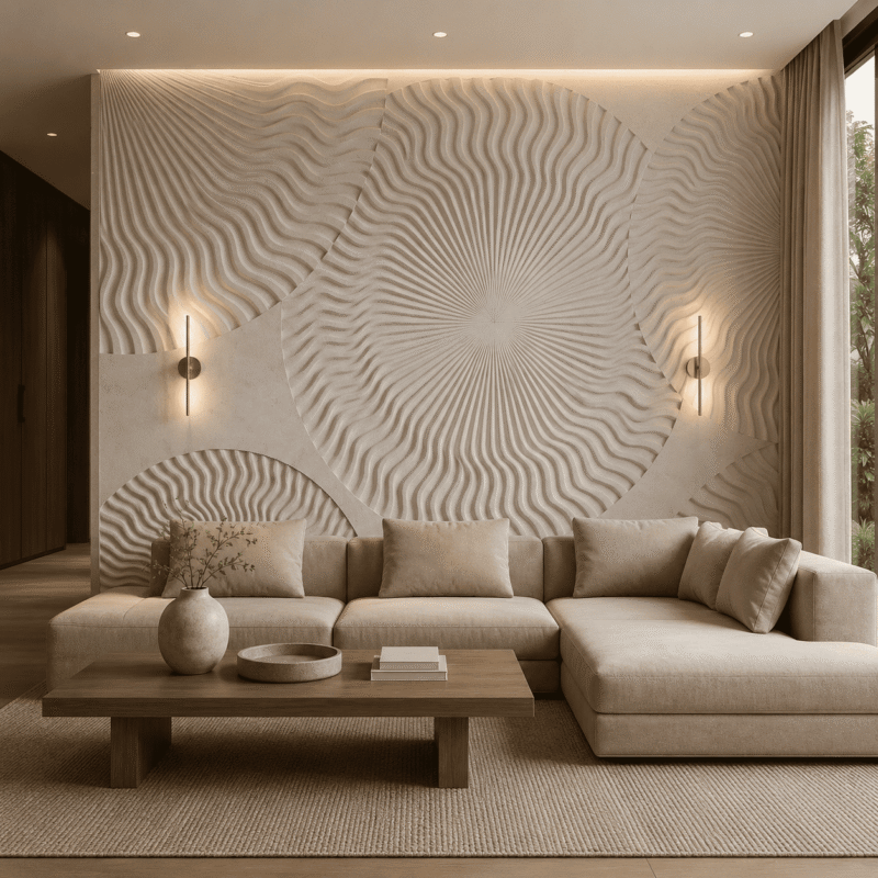 Radiant Wave CNC Carved Marble Wall Panel