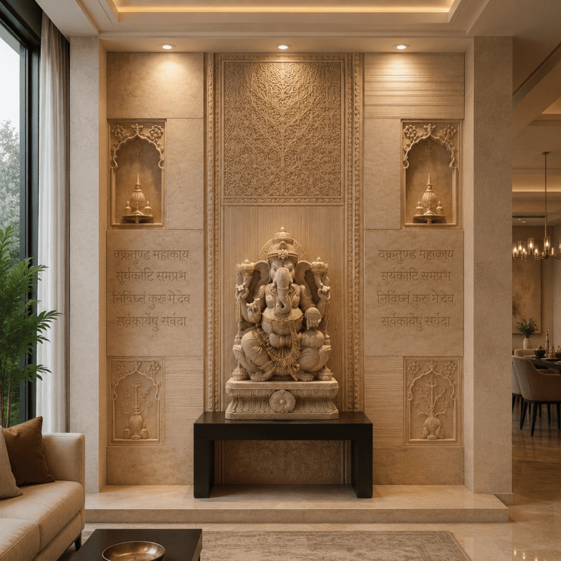 Heritage Ganesha CNC Carved Marble Wall Panel