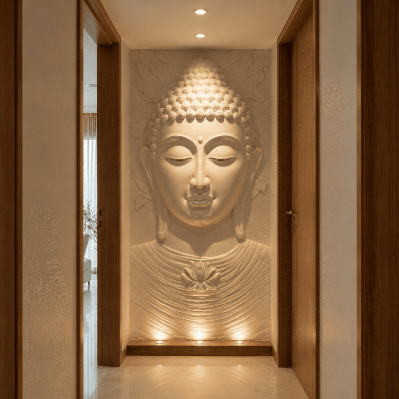 Serene Buddha CNC Carved Marble Wall Panel