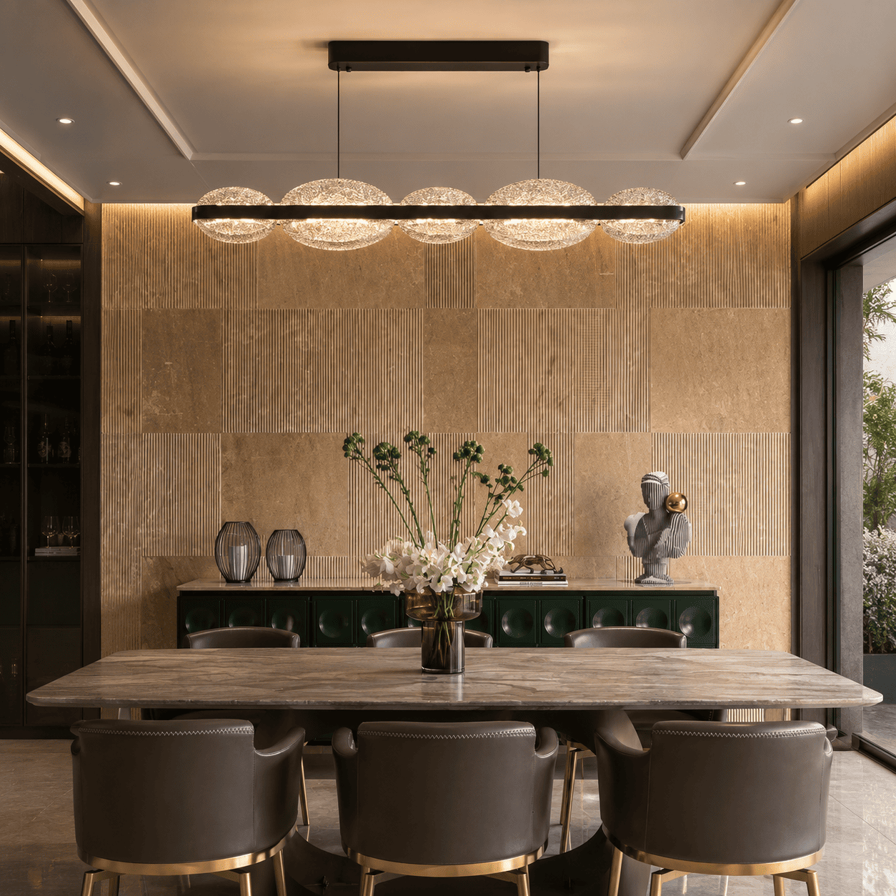 Rhythmic Fluted Stone Wall Panel