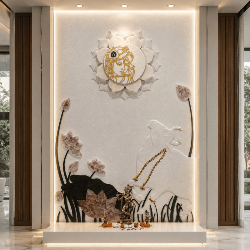 Krishna Overlay Marble Wall Panel
