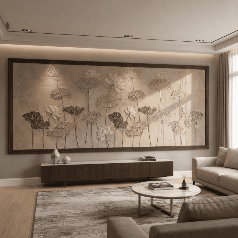 Lotus Serenity Marble Wall Mural