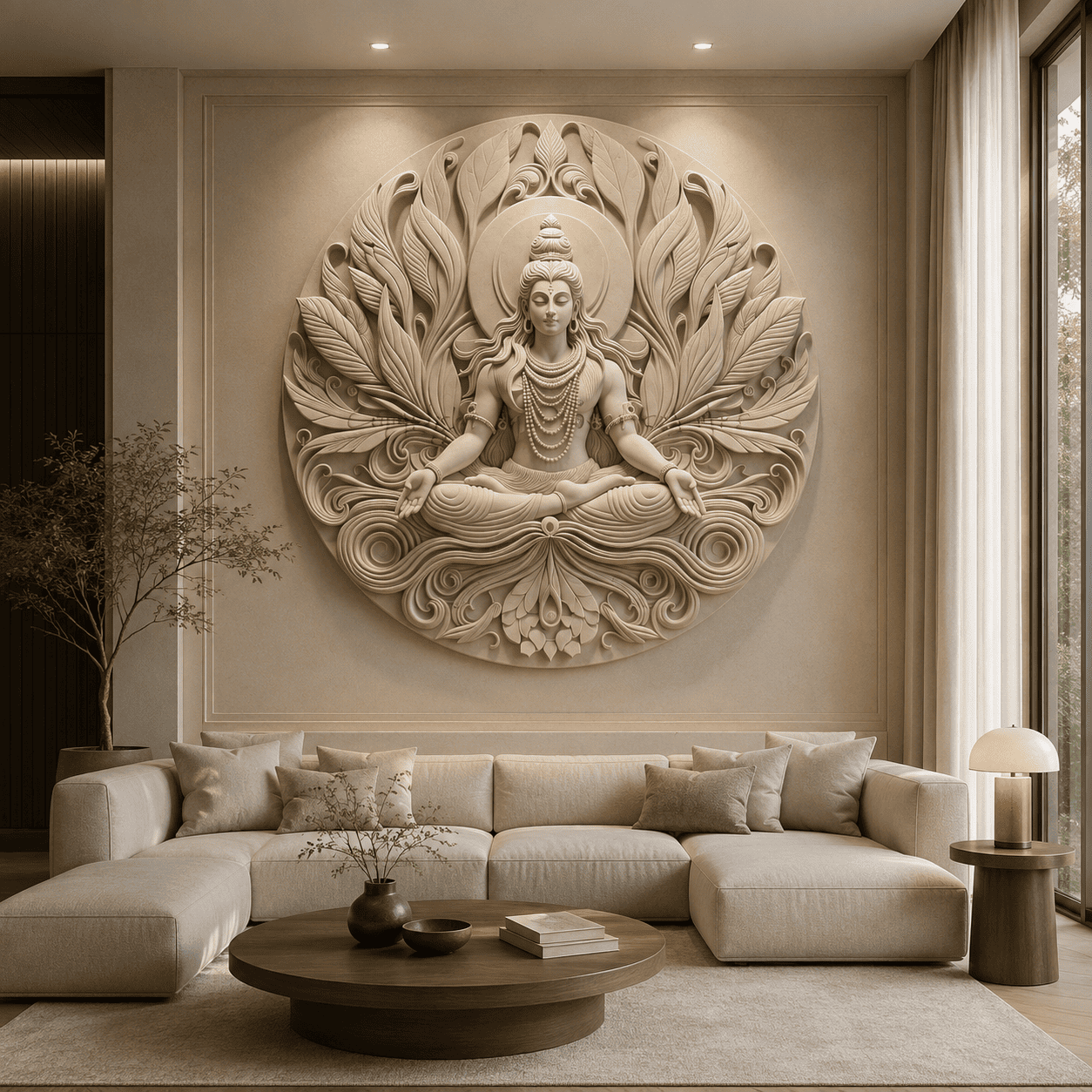 Divine Shiva Circular Marble Wall Mural