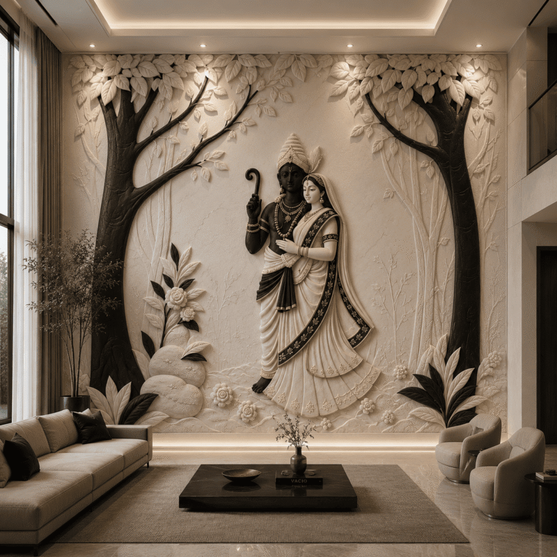 Eternal Radha Krishna Marble Wall Panel