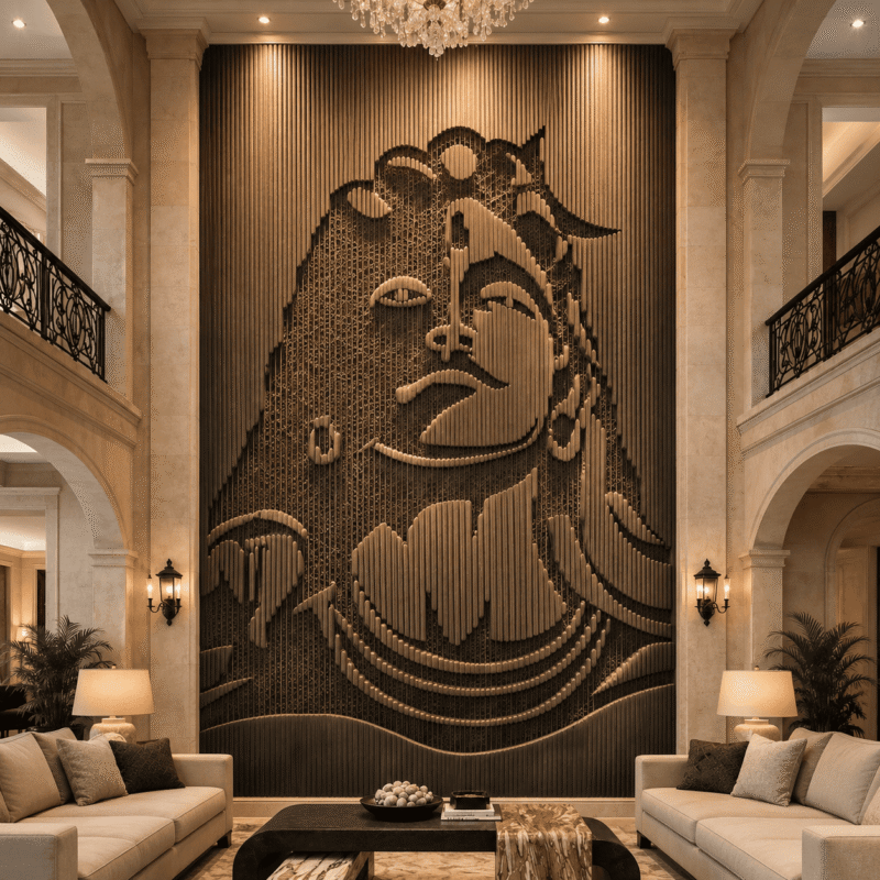 Adiyogi Sculpted Stone Wall Panel