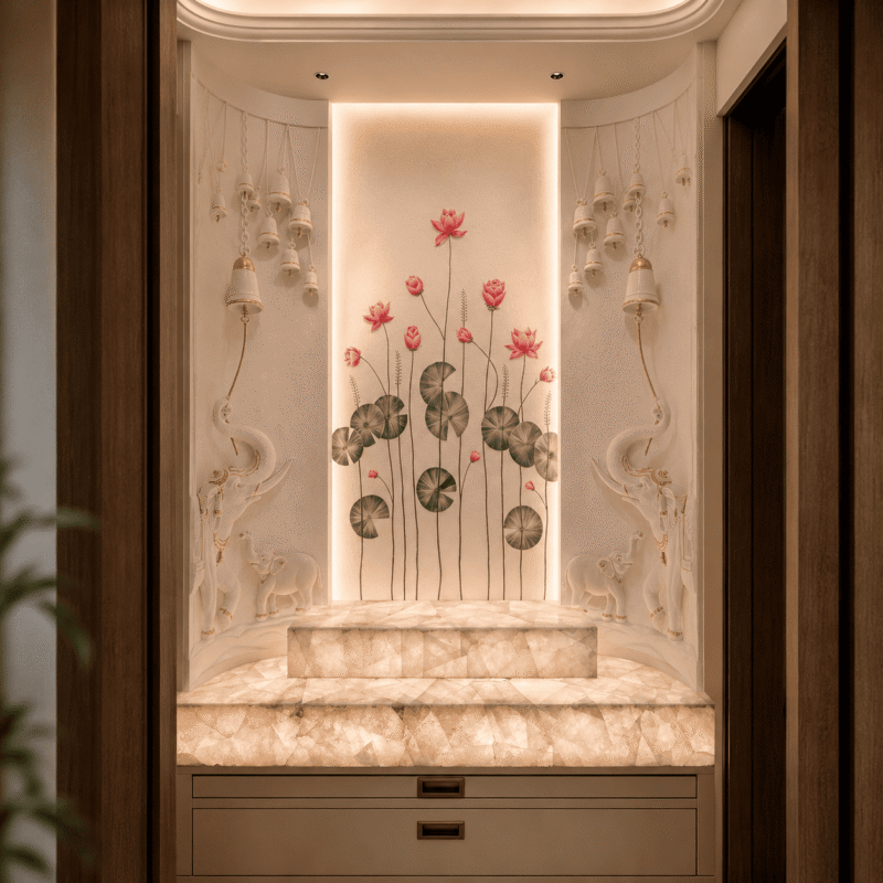 Padma Serenity Marble Pooja Wall Panel