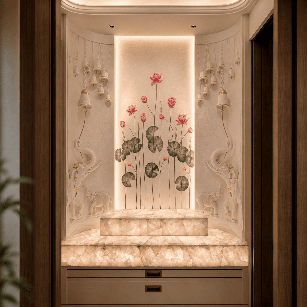 Padma Serenity Marble Pooja Wall Panel