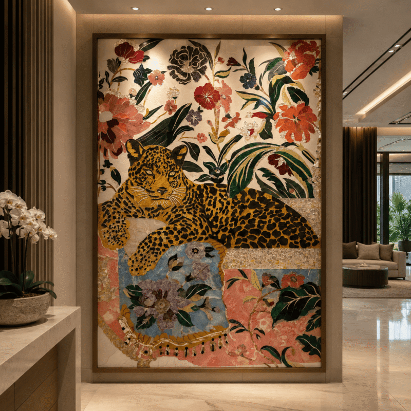 Wild Bloom Stone Inlay Wall Panel