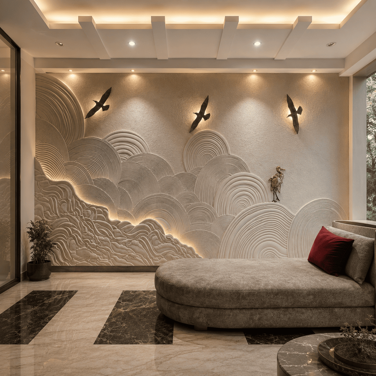 Serene Horizon Marble Wall Panel