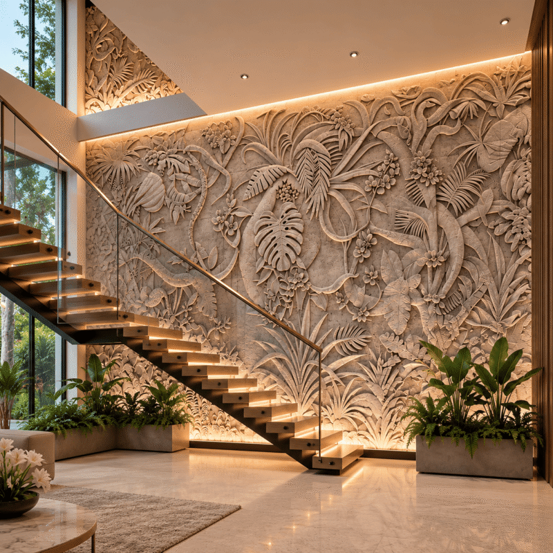 Tropical Canopy Marble Wall Panel