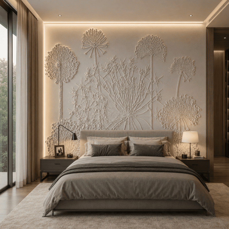 Wild Bloom Marble Wall Panel