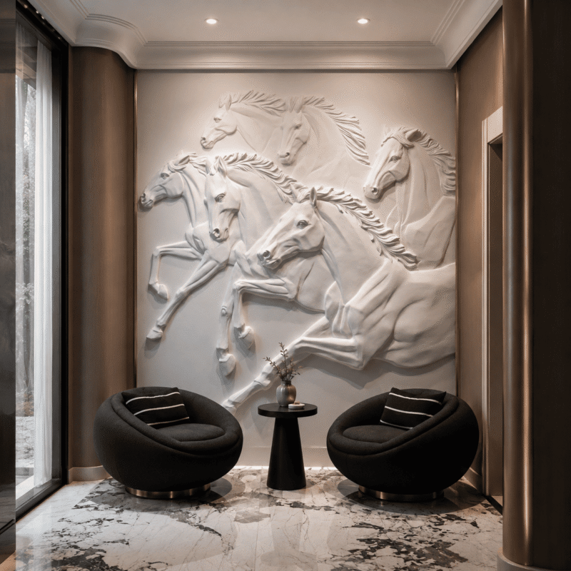 Galloping Majesty Marble Wall Panel