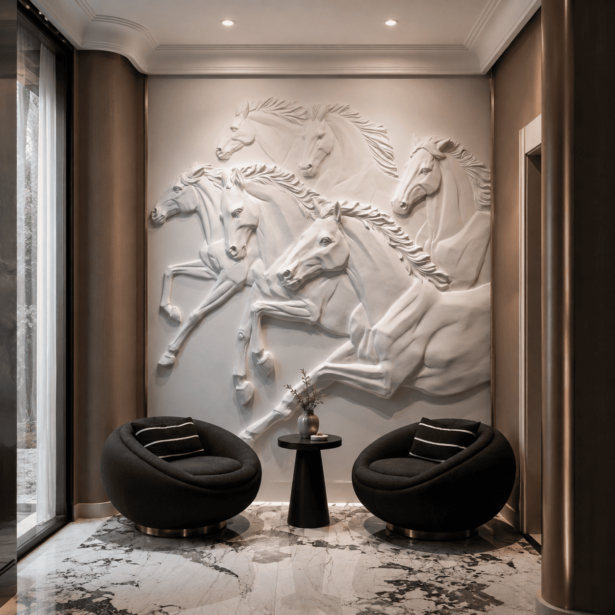 Galloping Majesty Marble Wall Panel
