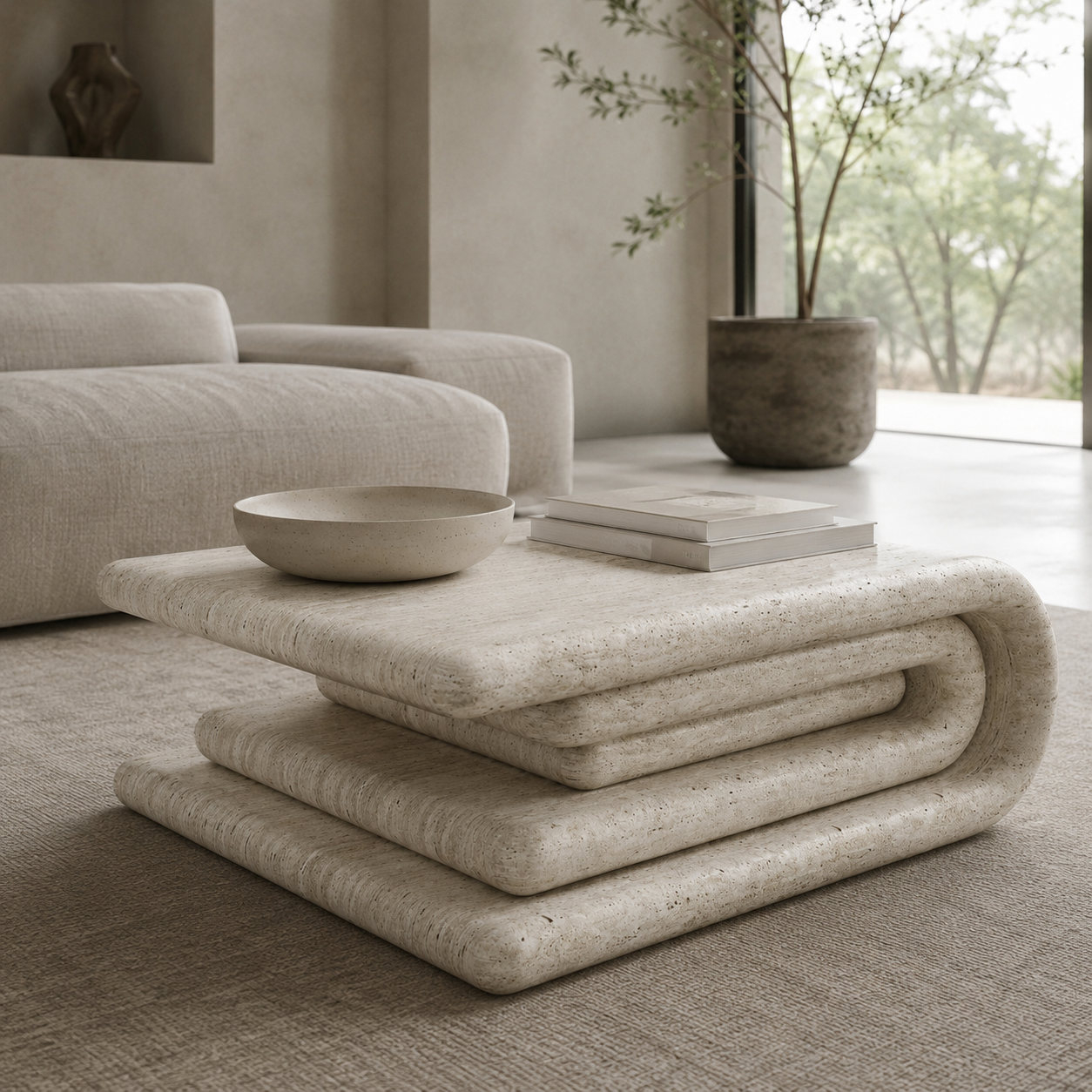 Travertine Loop Coffee Table