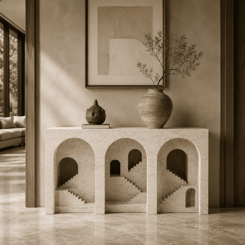 Archway Travertine Console Table